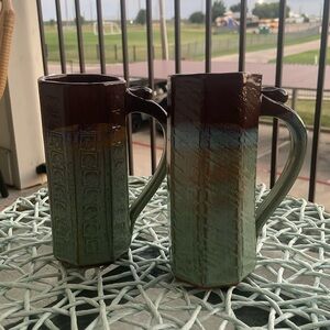 Octagonal Art Pottery Mugs